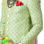 Maharaja Style Lime Green Brocade Silk Sherwani | Regal Ethnic Wear | Jaipurio
